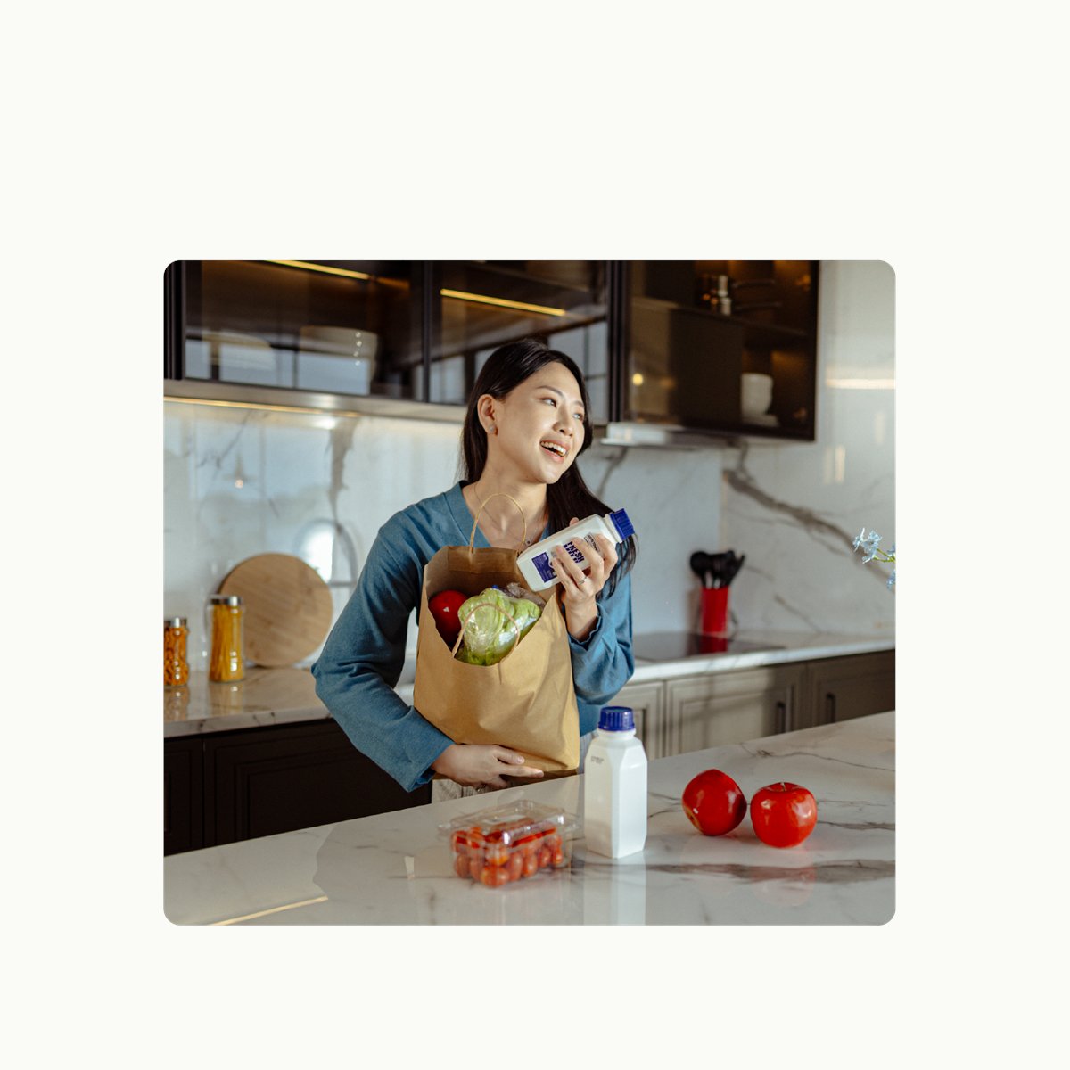 Residential lifestyle campaign scene in the kitchen